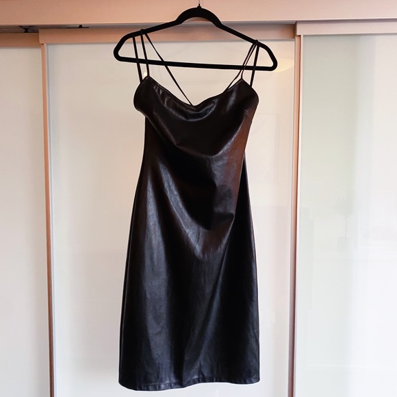 NWOT ARITZIA STRAPPY BACK VEGAN LEATHER DRESS - Picture 10 of 13